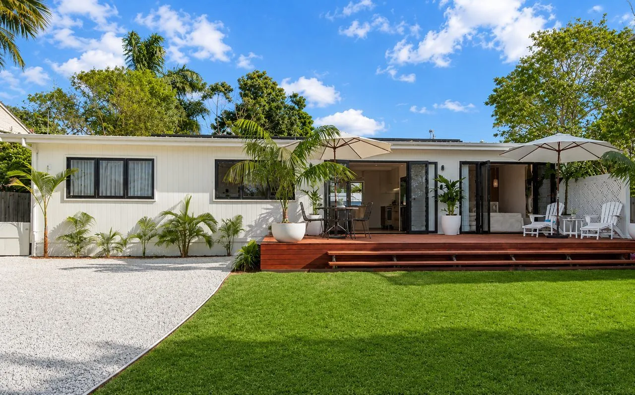 Freshly painted modern home with timber deck on the Gold Coast